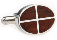 ovale Manschettenknöpfe mit Holzapplikationen