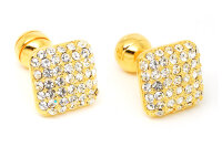 goldene Manschettenknöpfe mit silbernen Steinen