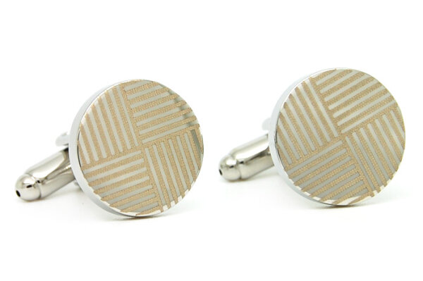 runde Manschettenknöpfe mit goldfarbenen Riefen