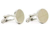 runde Manschettenknöpfe mit goldfarbenen Riefen