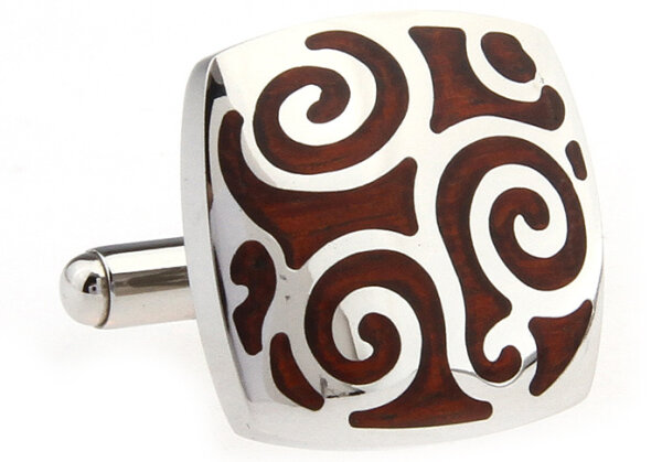 Flower Manschettenknöpfe mit Holzapplikationen