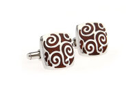 Flower Manschettenknöpfe mit Holzapplikationen