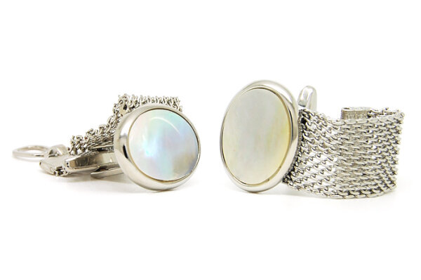 Brosche Perlmutt Manschettenknöpfe