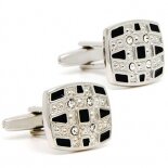 silberne Kristall Manschettenknöpfe