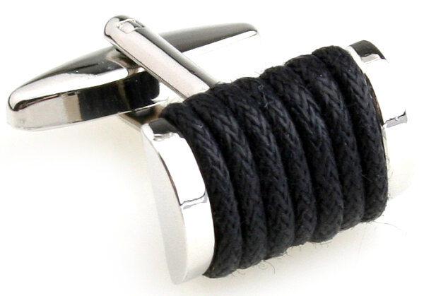 schwarze Lederschlaufe Manschettenknöpfe