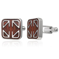 Raster Manschettenknöpfe mit Holzapplikationen