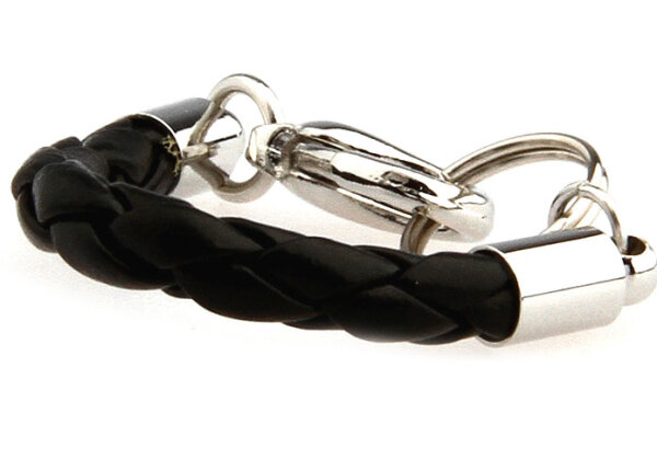 schwarze Lederschlaufen Manschettenknöpfe