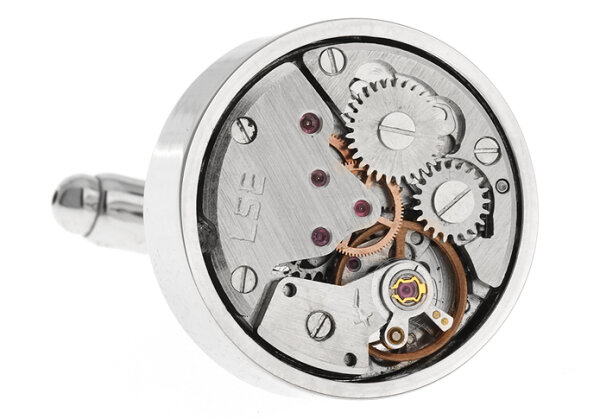 exklusive silberne Uhrwerk Manschettenknöpfe