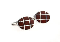 ovale Manschettenknöpfe mit Holzapplikationen