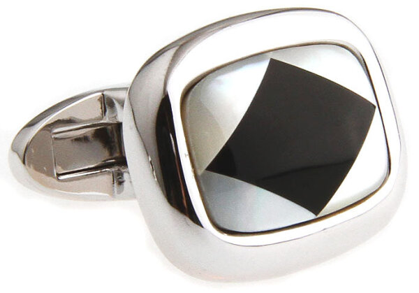 Karo Manschettenknöpfe - silbern