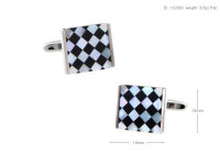 Perlmutt Check Manschettenknöpfe