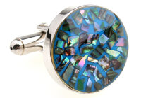 blaue Perlmutt Manschettenknöpfe