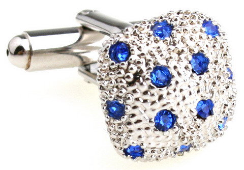 gewölbte silberne Diamant Manschettenknöpfe