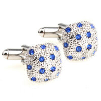 gewölbte silberne Diamant Manschettenknöpfe