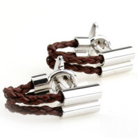 braune Lederschlaufe Manschettenknöpfe