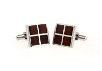 quadratische Manschettenknöpfe mit Holzapplikationen