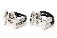 schwarze Lederschlaufen Manschettenknöpfe